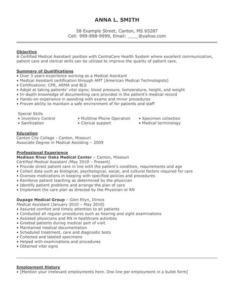 Example Medical Assistant Resume