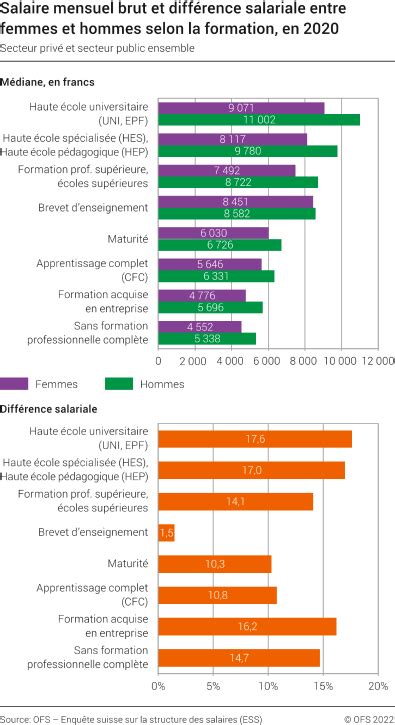 Salaire Mensuel Brut Et Différence Salariale Entre Femmes Et Hommes