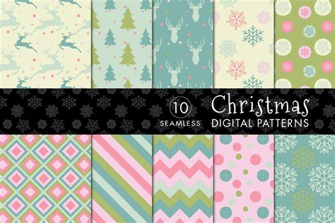 10 Seamless Christmas Patterns Set 3 By Eyestigmatic Design