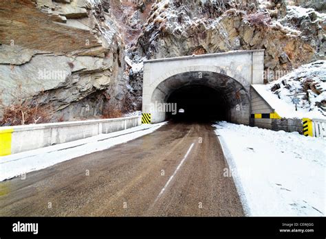 Tunnel on the Transfagarasan highway in Romanian mountains Stock Photo ...