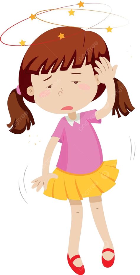 gadis kecil merasa pusing gambar gambar anak anak vektor gambar
