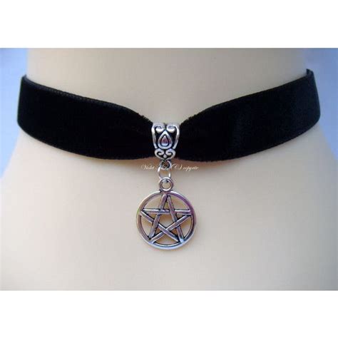 Black Velvet 16mm Choker Necklace With Pentagram Drop Black Jewelry