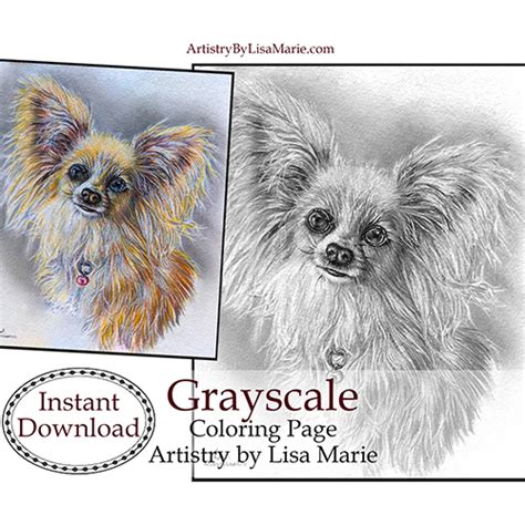 Papillon Dog Coloring Book Page Artistry By Lisa Marie