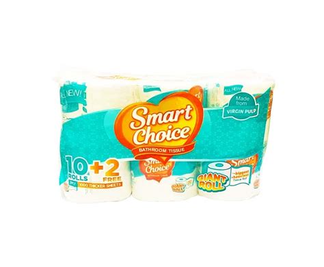 Smart Choice Bathroom Tissue 2 Ply 1000 Sheets 10 Giant Rolls 2 Free