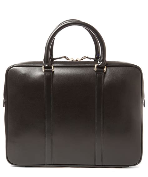 Paul Smith Black City Embossed Slim Leather Briefcase In Black For Men