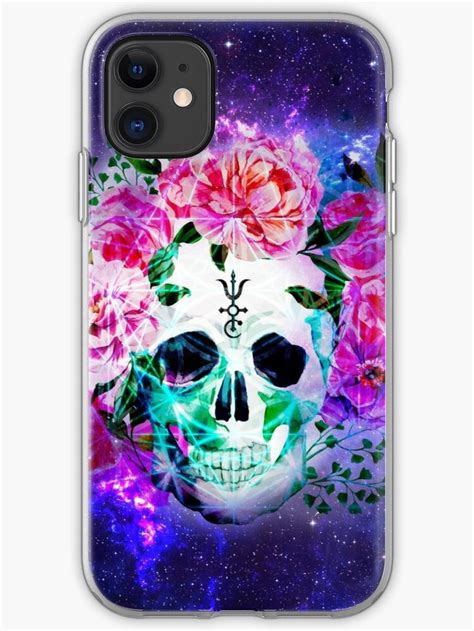 Spiritual Colorful Skull Crowned With Colourful Flowers On A Galaxy