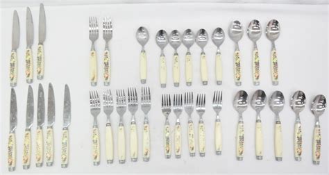 34pcs Avon SWEET COUNTRY HARVEST Stainless Steel Flatware Set Fruit TF