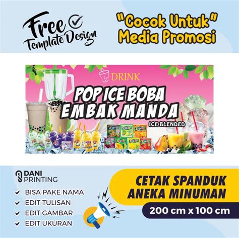 Banner spanduk pop ice pink 200 cm x 100 cm bisa di edit – Artofit