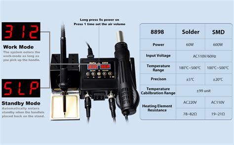 MeFix 8898 Portable 2 In 1 Soldering Iron Station SMD Hot Air Rework