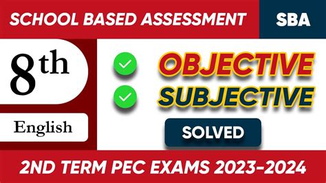 Sba 2023 24 Class 8 English Second Term Paper Objective Subjective Solved Youtube