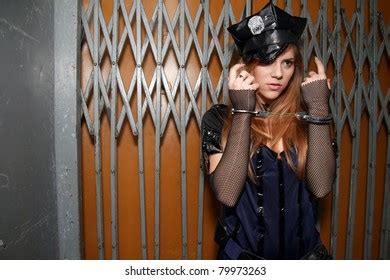 Blonde Police Girl Handcuffs Stock Photo Shutterstock
