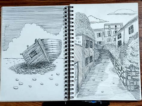 Pen Drawing Landscape by ikuzui on DeviantArt