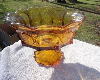 Vintage Fostoria Amber Coin Glass Urn Tall Container Etsy