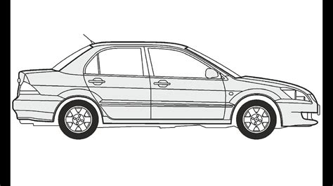 How To Draw A Mitsubishi Lancer Mitsubishi Lancer