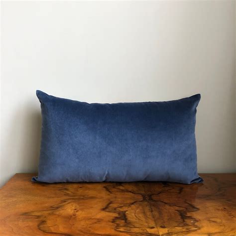 Blue Velvet Pillow Cover Lumbar Pillow Smokey Blue Velvet Etsy