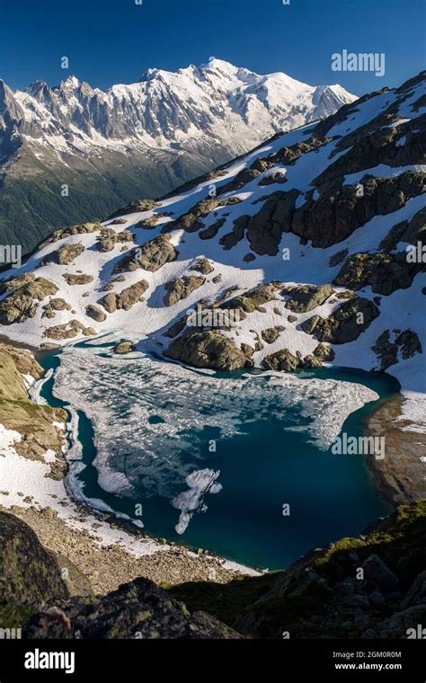 France Haute Savoie Chamonix Lake Blanc Chamonix Peaks And The