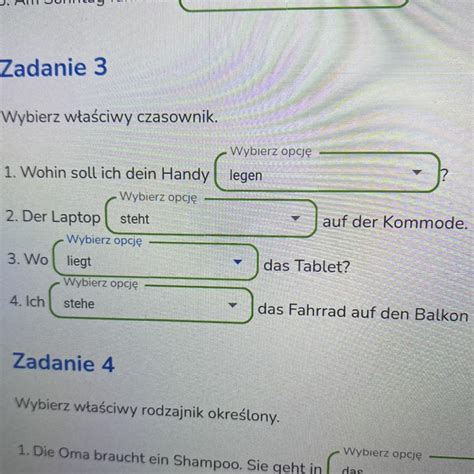 Wybierz W A Ciwy Czasownik Wohin Soll Ich Dein Handy Wybierz Opcj