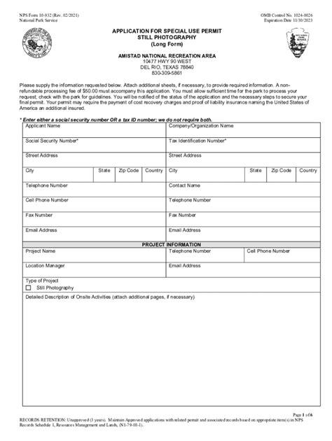 Fillable Online NPS Form 10 932 Rev 02 2021 OMB Control No 1024