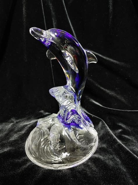 CRISTAL D ARQUES France Delfin Bleikristall Kristall Glas Blau Figur