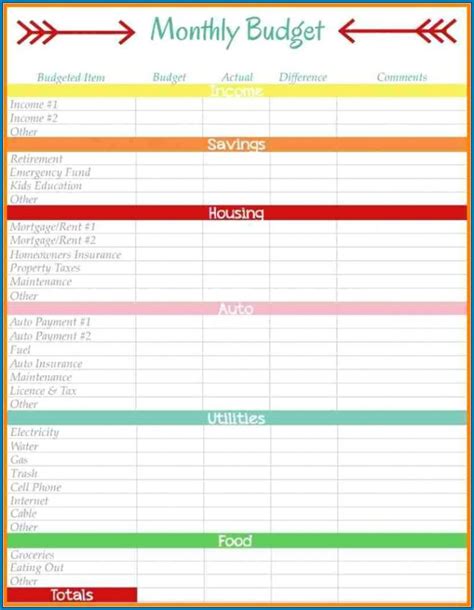 √ Free Printable Excel Budget Calendar Template