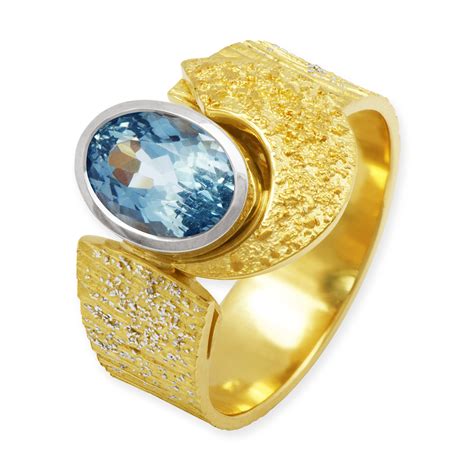 Goldschmiede Leser Ring Mit Aquamarin