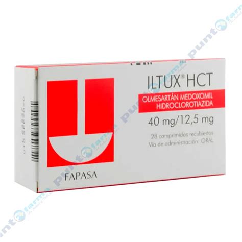 Iltux HCT Olmesartán Medoxomil 40 mg 12 5mg Cont 28 Comprimidos