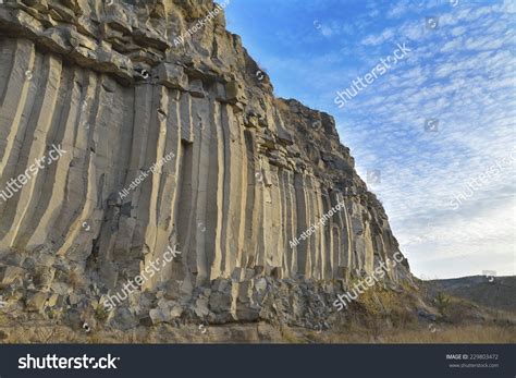 Basalt Columns, Geological Formation Of Volcanic Origin Stock Photo ...