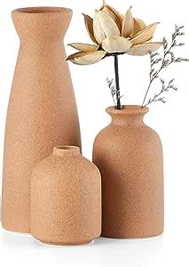 Cemabt Braun Ceramic Vases Set Of Small Flower For Decor Modern