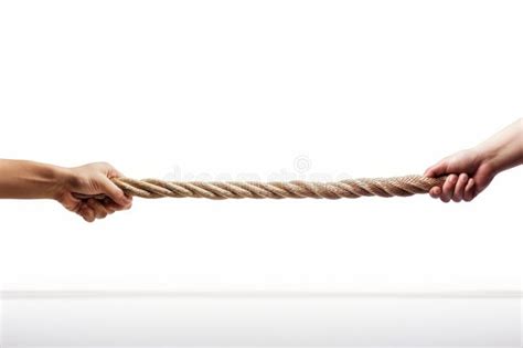 Tug Of War Concept With Two Hands Pulling Rope Stock Image Image Of