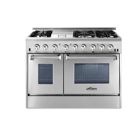 Thor Kitchen 48 In 67 Cu Ft Dual Fuel Range In Stainless Steel Hrd4803u The Home Depot