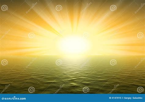 Yellow sunset an ocean stock illustration. Illustration of brightly ...