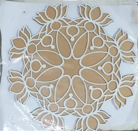 Lotus Brown And White Mdf Rangoli Stencil At Packet In Bengaluru