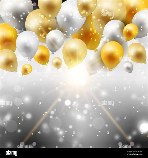 Celebration background with gold and silver balloons Stock Photo - Alamy