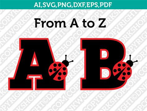 Ladybug Letters Fonts Alphabet Svg Vector Cricut Cut File Png Clipart