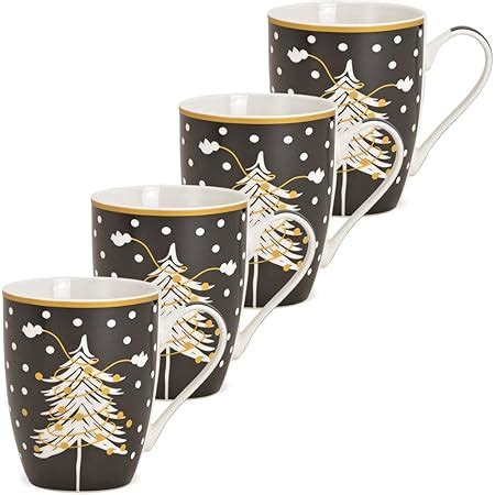 Tassen Er Set Xmas In Schwarz Und Gold Moderne Porzellan