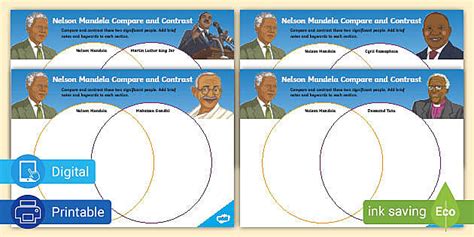 Nelson Mandela Compare Contrast Venn Diagram Worksheets