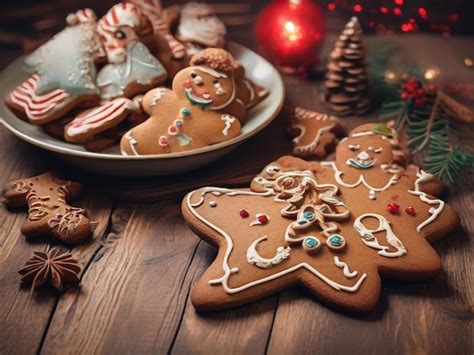 Premium Photo Set Of Cute Gingerbread Cookies For Christmas Isolated