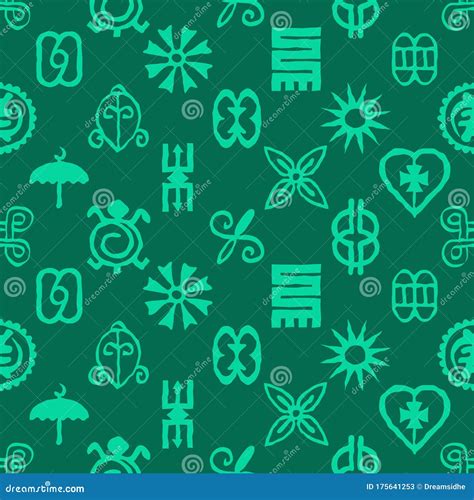 Motif Transparent Avec Symboles Adinkra Illustration De Vecteur