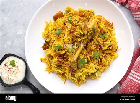 Chicken Biryani Murg Pulao Garnished With Fried Onion Chopped