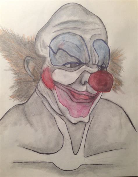 Colored clown pencil sketch Mar 2017 by Dreamkillr on DeviantArt