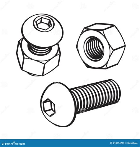 Bolts And Nuts Vector Illustration Set Stock Vector Illustration Of