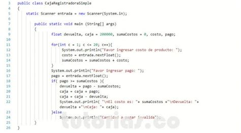 Ciclo For Java Caja Registradora Simple Tutorias Co