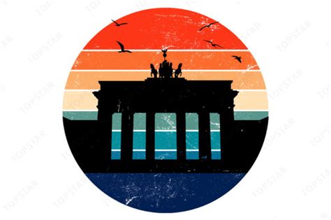 Brandenburg Gate Silhouette Retro Sunset Graphic by Topstar · Creative ...