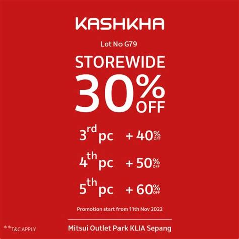 Kashkha Storewide Sale Off At Mitsui Outlet Park Nov Onwards