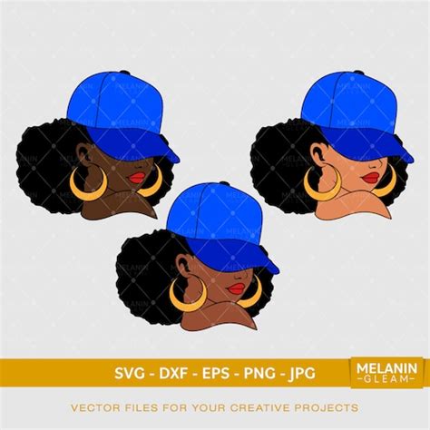 Afro Woman Cap Silhouette Melanin Black Woman Svg Afro Etsy