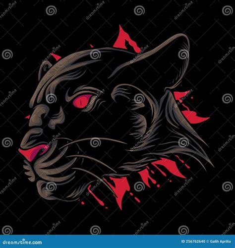 Vector Illustration Colorful Side View Of Panther Head With Cool And