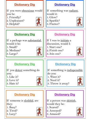 Dictionary Dig Improving Vocabulary Dictionary Activities Dictionary