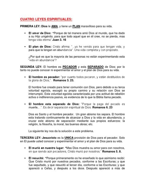 Cuatro Leyes Espirituales Pdf Pecado Jesús