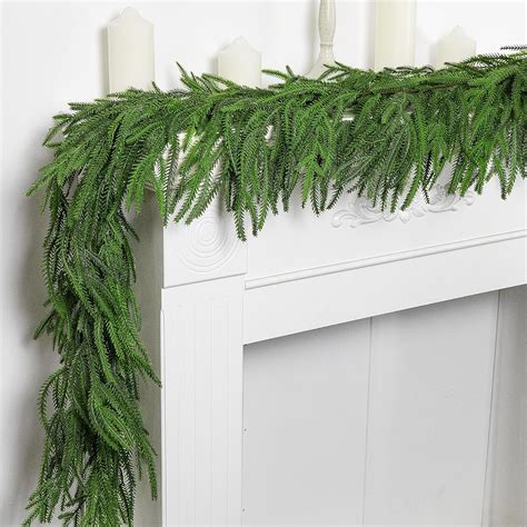 2 Pcs Christmas Norfolk Pine Garland, 6 Ft Dense Norfolk Pine Realistic