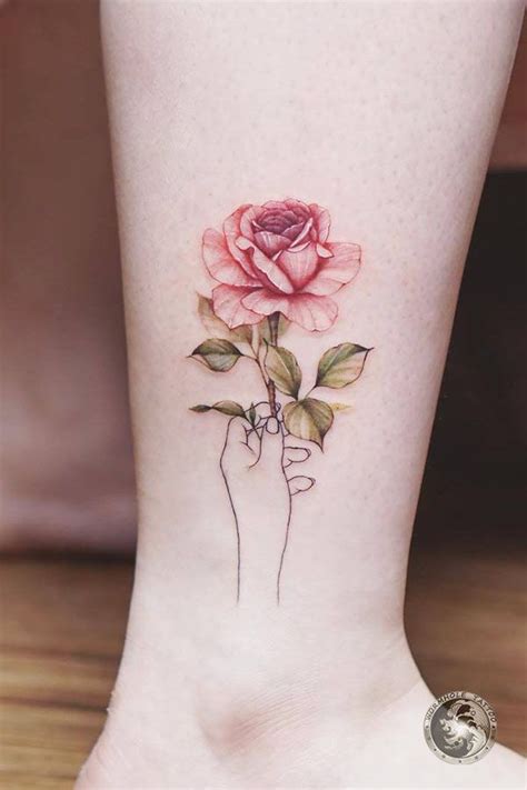 Small Rose Tattoo on Ankle